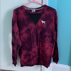 Pink VS tie dye crew neck with mesh v-neck